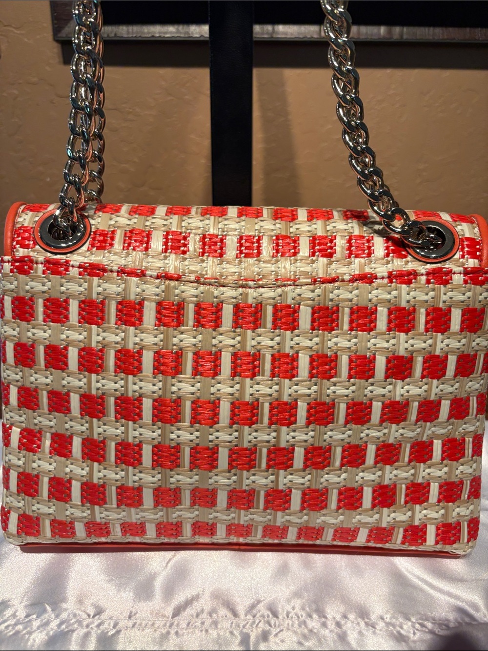 Kate Spade RARE Natalia Coral Leather & Raffia Shoulder/Crossbody MSRP $349 - Picture 6 of 11